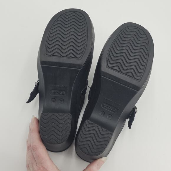 Crocs Black 'Sarah' High Heel Mule Clogs Slip On Shoes - Size 7 - Picture 11 of 12